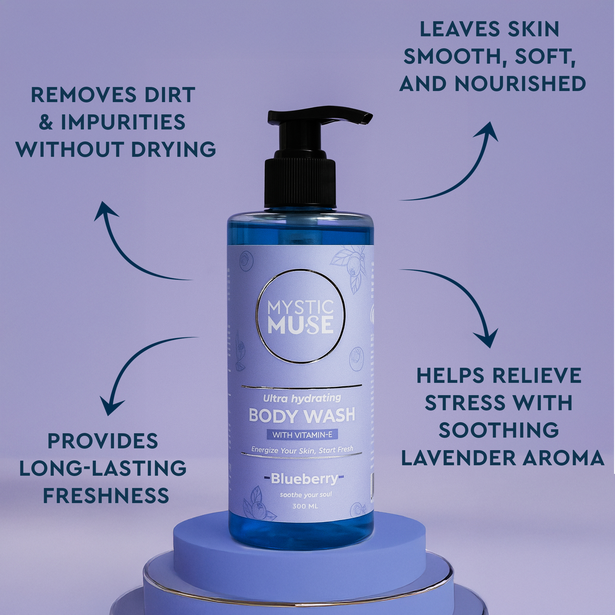 Body Wash Shower Gel Blueberry 300ml - Image 2