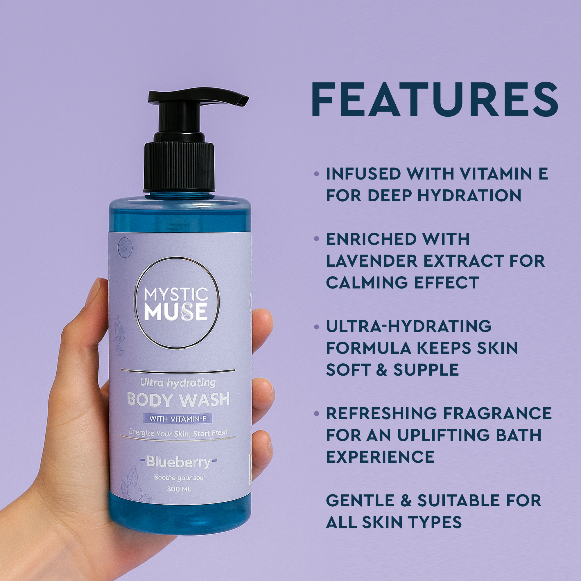 Body Wash Shower Gel Blueberry 300ml - Image 4